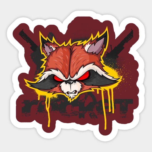 Rocket Racoon Sticker by playfulgorilla